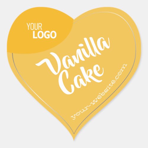 Pastel Yellow Silver Frame Logo Template Baking Heart Sticker