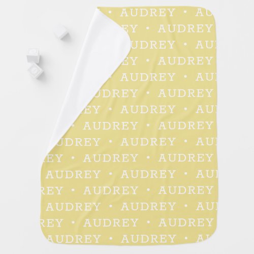 Pastel Yellow Simple Girl Personalized Name Baby Blanket