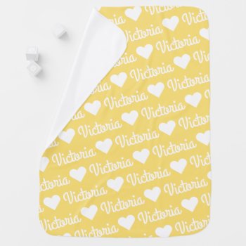 Pastel Yellow Simple Personalized Name Baby Blanket by TintAndBeyond at Zazzle