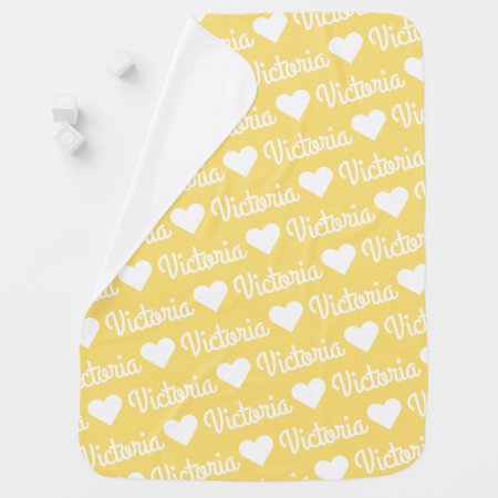Pastel Yellow Simple Personalized Name Baby Blanket
