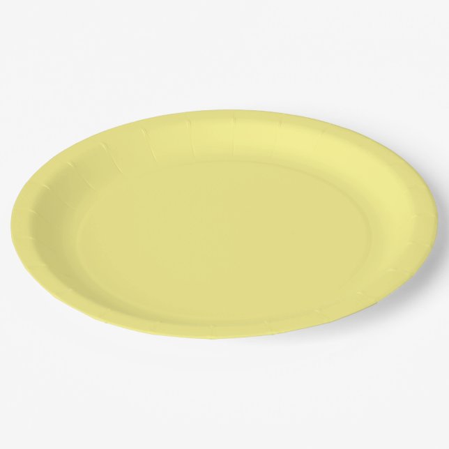 Pastel Yellow Solid Color Paper Plates (Angled)