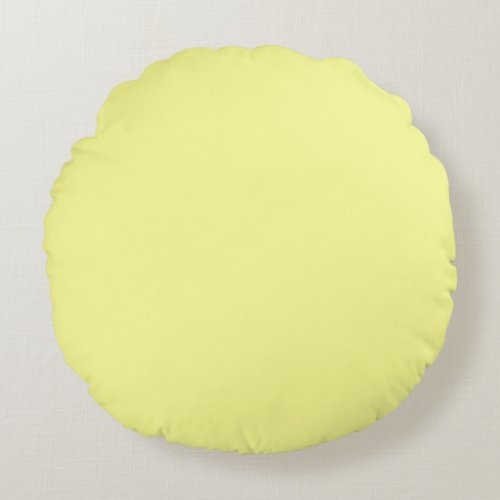 Pastel Yellow Solid Color Round Pillow