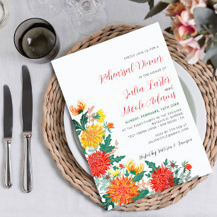 Pastel Yellow Spring Dahlia Rehearsal Dinner Invitation