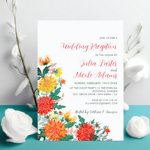 Pastel Yellow Spring Dahlia Wedding Reception Invitation