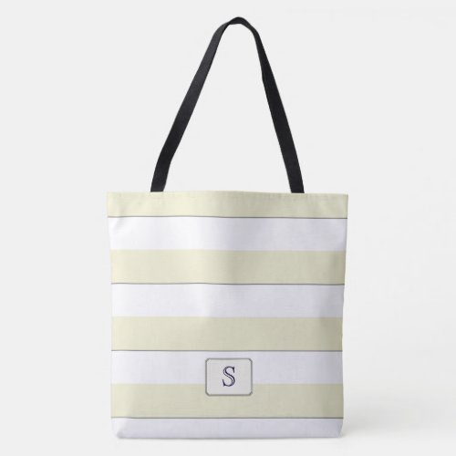 Pastel Yellow Stripes on any Color Custom Monogram Tote Bag