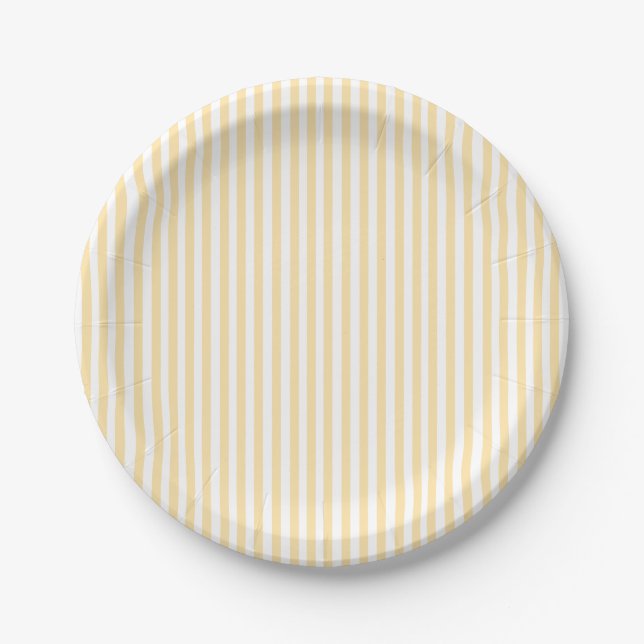 Pastel Yellow Stripes Paper Plates (Front)