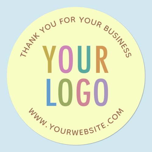 Pastel Yellow Thank You Stickers Business Logo