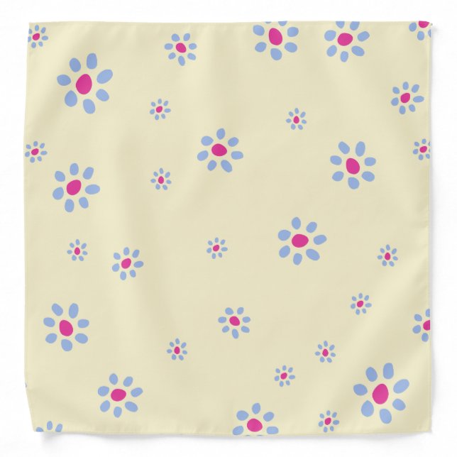 Pastel Yellow Tiny Flowers Floral Pattern Design Bandana (Front)