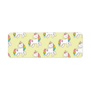 Pastel Yellow Unicorn Pattern Label