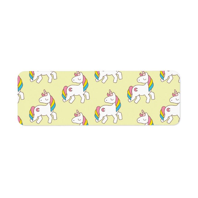 Pastel Yellow Unicorn Pattern Label (Front)