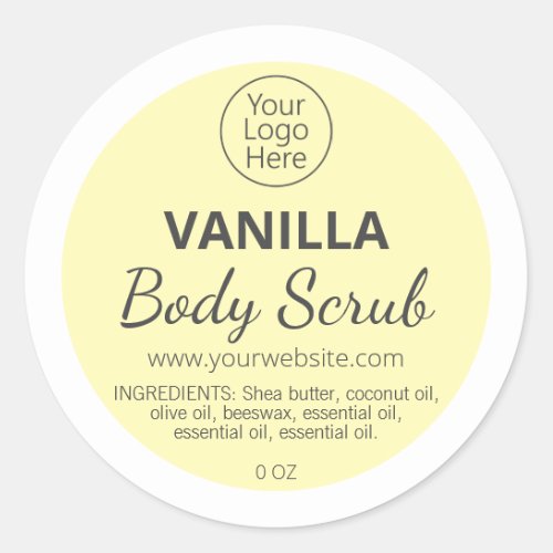 Pastel Yellow Vanilla Logo Product Labels