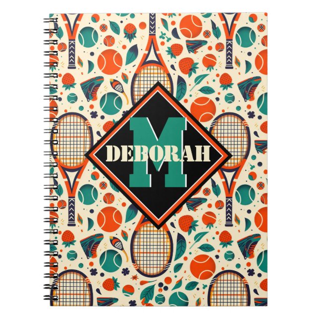 Pastel Yellow 🎾Vintage Tennis Delight🎾 Notebook (Front)