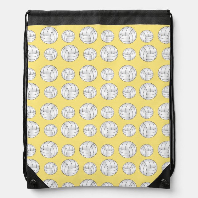 Pastel Yellow volleyball pattern Drawstring Bag (Front)