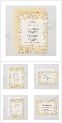 PASTEL YELLOW WATERCOLOR FLORAL WEDDING 