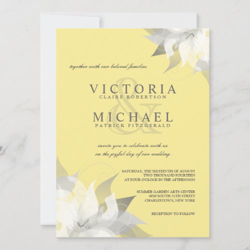 Pastel Yellow White Floral Wedding Invitations