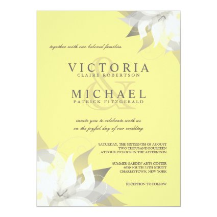 Pastel Yellow White Floral Wedding Invitations