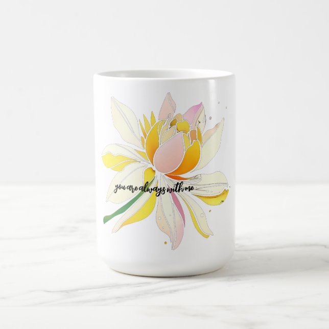 pastel yellow white florals coffee mug (Center)
