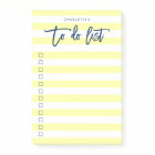Pastel Yellow & White Stripes Blue To Do List