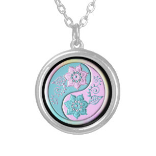 Pastel Yin Yang Silver Plated Necklace