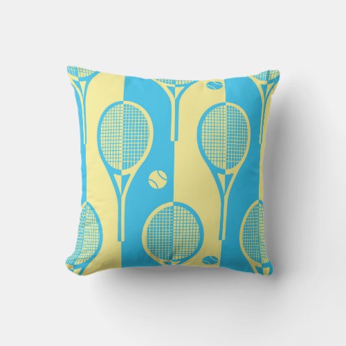 Pastel ying yang tennis rackets throw pillow