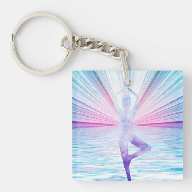 Pastel Yoga Pose Zen & Meditation Keychain (Front)