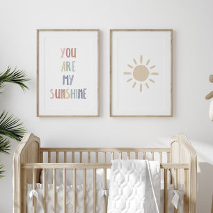 Pastel you are my sunshine print set of 2