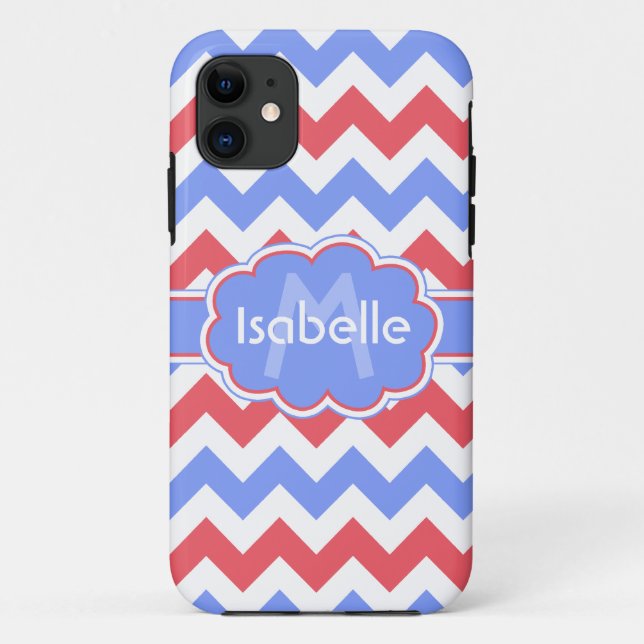 Pastel Zigzag Monogrammed Case-Mate iPhone Case (Back)