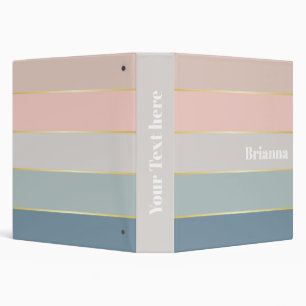 Pastell gold Custom Summer Color Block Stripes 3 Ring Binder
