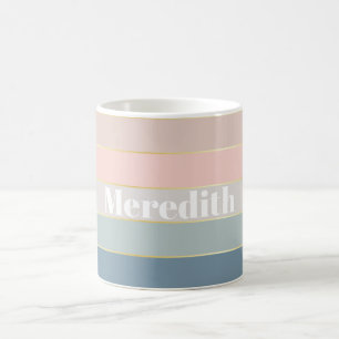 Pastell Gold Custom Summer Color Block Stripes Coffee Mug
