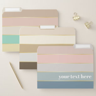 Pastell Gold Custom Summer Color Block Stripes File Folder