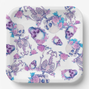 Pastelloween Skulls Paper Plates