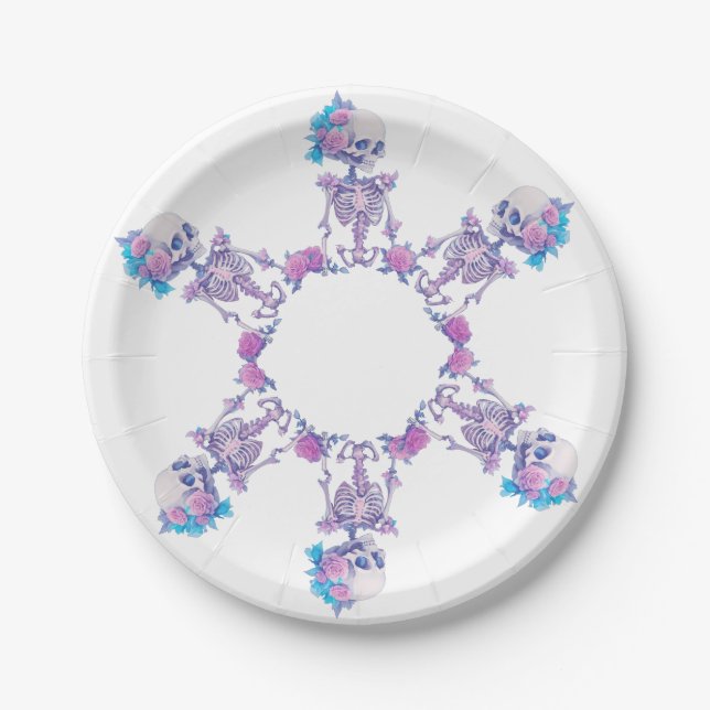 Pastelloween Skulls Paper Plates (Front)