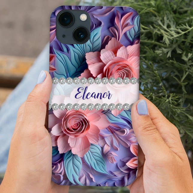 Pastels 3D flowers arrangement , diamond frame Case-Mate iPhone Case (Creator Uploaded)
