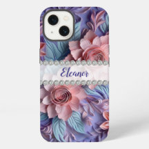 Pastels 3D flowers arrangement , diamond frame