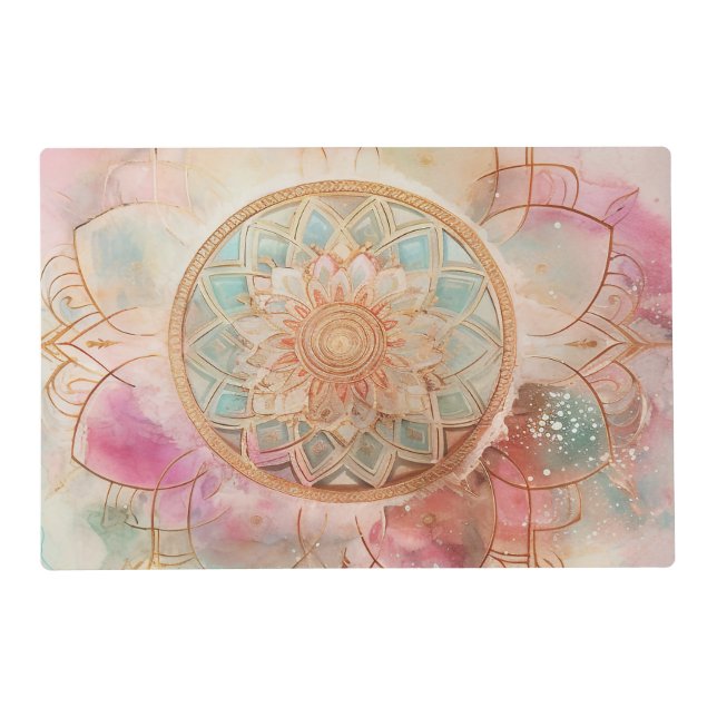*~* Pastels AP2 SACRED Mandala laminated placemat (Front)