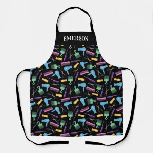 Pastels & Black Hair Stylist Tools Add Name Apron