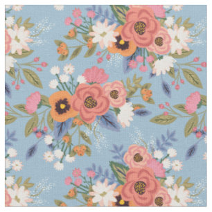 Pastels Boho Floral Bouquets Pattern Fabric