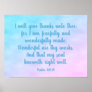 Pastels Christian Art Wonderfully Made Psalm 139 Poster