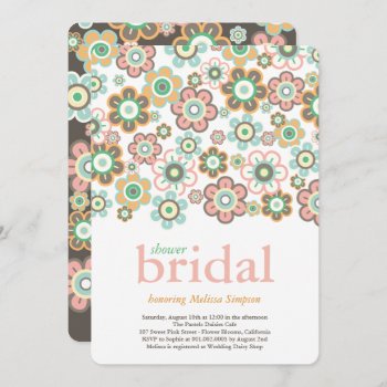 Pastels Daisies Blooms Chic Bridal Shower Invite by fatfatin_design at Zazzle