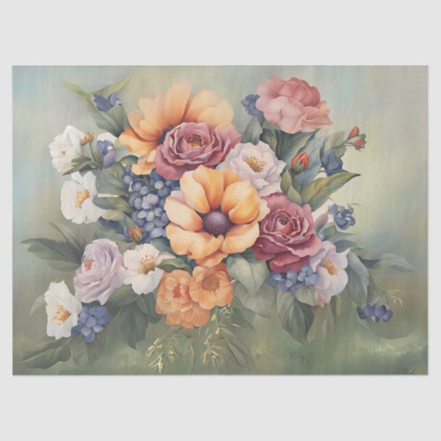 Pastels Floral Bouquet decoupage  Tissue Paper (Front)