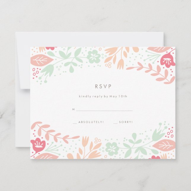 Pastels Floral Grace Wedding RSVP Card (Front)