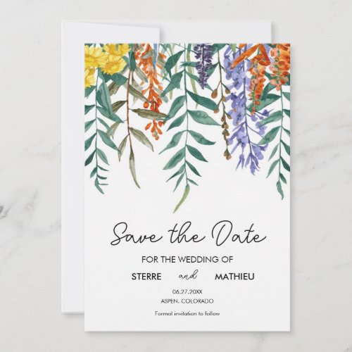 Pastels Greenery Wildflowers Save The Date