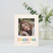 Pastels Groovy Retro Graduation Thank You Postcard (Standing Front)