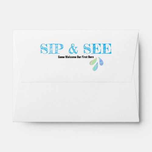 Pastels Inside Blue Sip and See on Flap Envelope