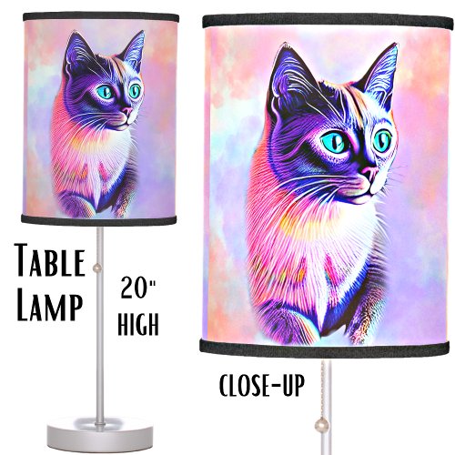 Pastels Painted Siamese Cat    Table Lamp