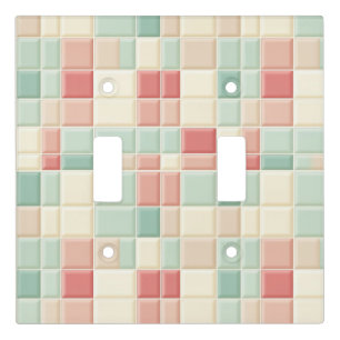 Pastels pattern Faux Ceramic Tiles Light Switch Cover