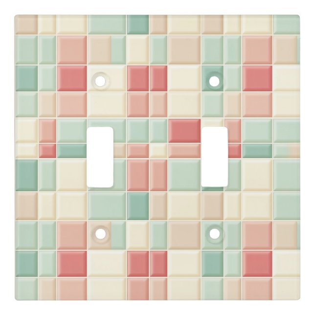 Pastels pattern Faux Ceramic Tiles Light Switch Cover (Front)