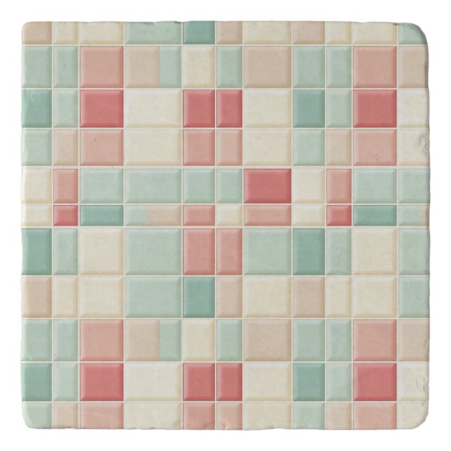 Pastels pattern Faux Ceramic Tiles Trivet (Front)