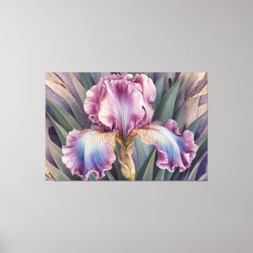  Pastels Pink  IRIS Irises Vintage Floral TV2 Canvas Print