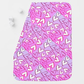 Pastels Pinks Heart Outlines Baby Blanket